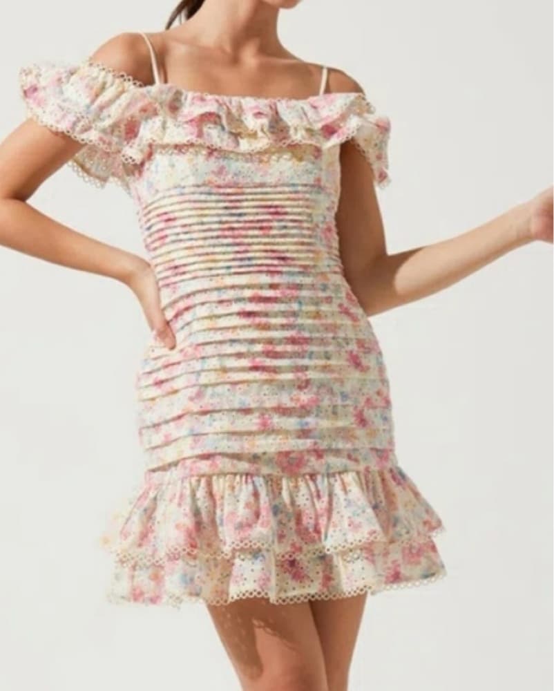 ASTR Colorful Ruffle Mini Dress - Image 1
