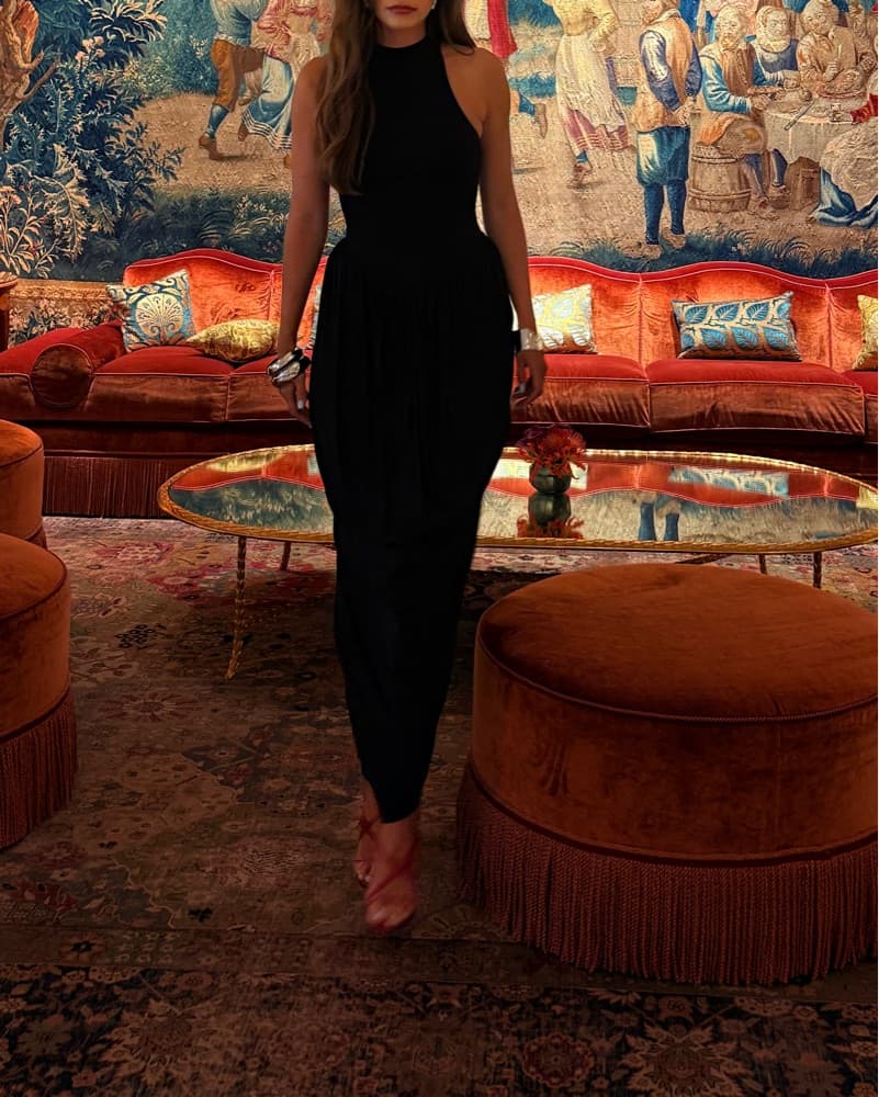 Helsa Duchess Jersey Dress In Black - Image 4