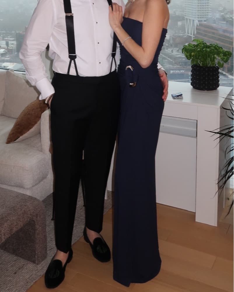 SIMKHAI Emma Draped Navy Maxi Dress  - Image 3