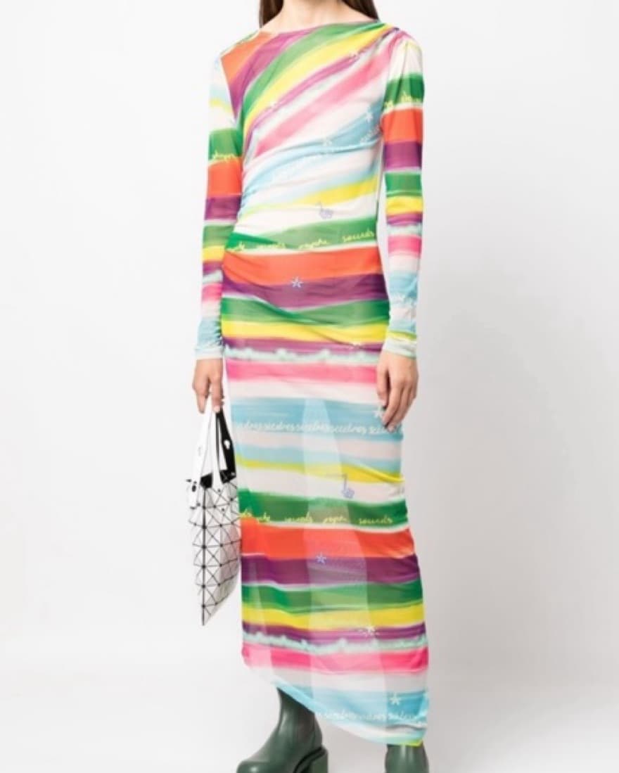 Siedres | Striped Mesh Maxi Dress - Image 1