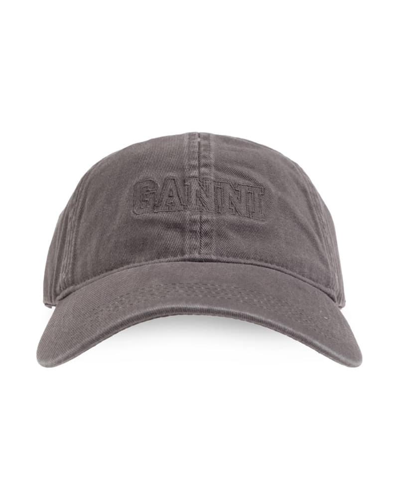 GANNI Gray Embroidered Logo Cap - Image 1