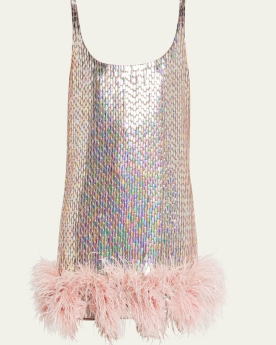Alexis Iridescent Mini Dress Feathers - Image 4