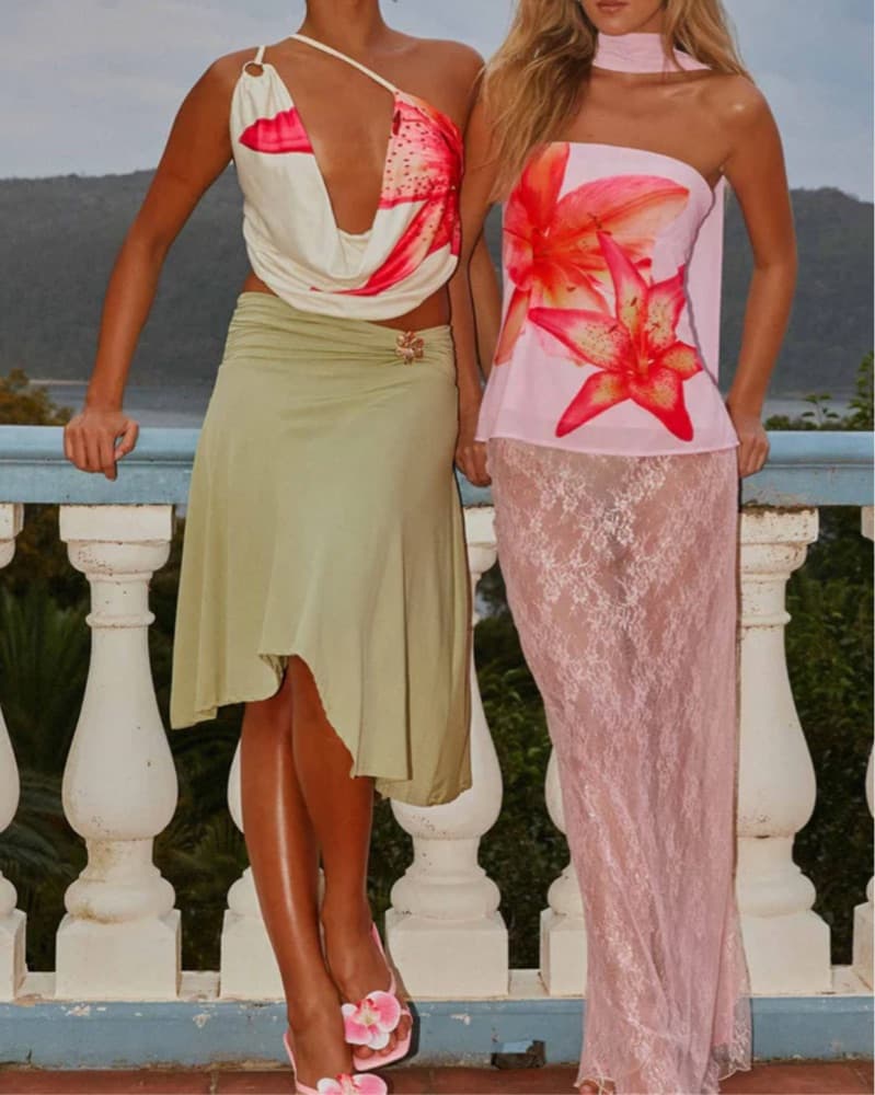 Peppermayo Top with neck scarf and Skirt - Image 2