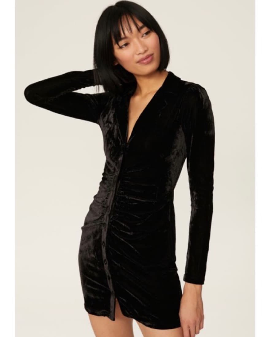 MINKPINK Black Velvet Mini Dress - Image 1
