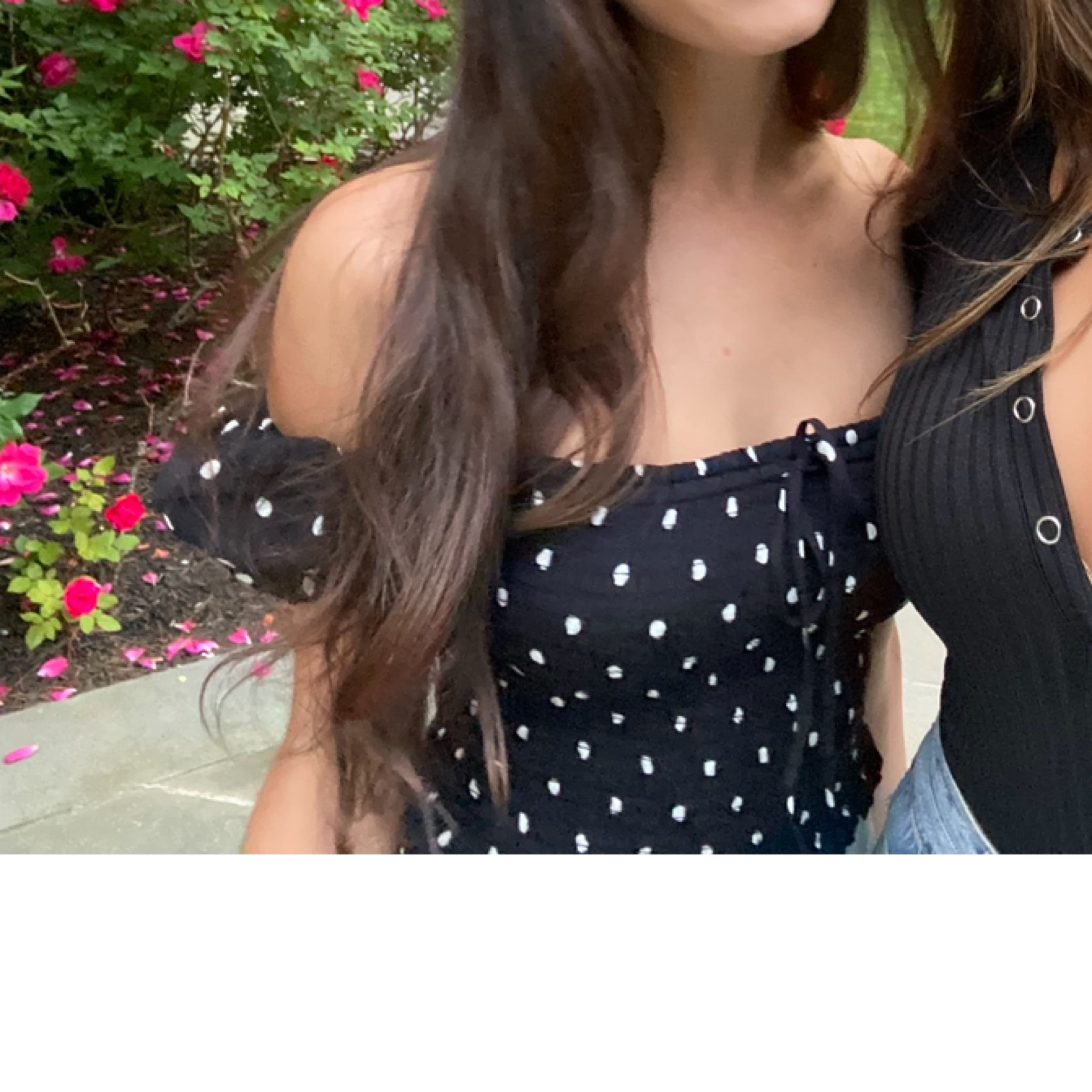 Aritzia Off The Shoulder Polka Dot Crop - Image 1