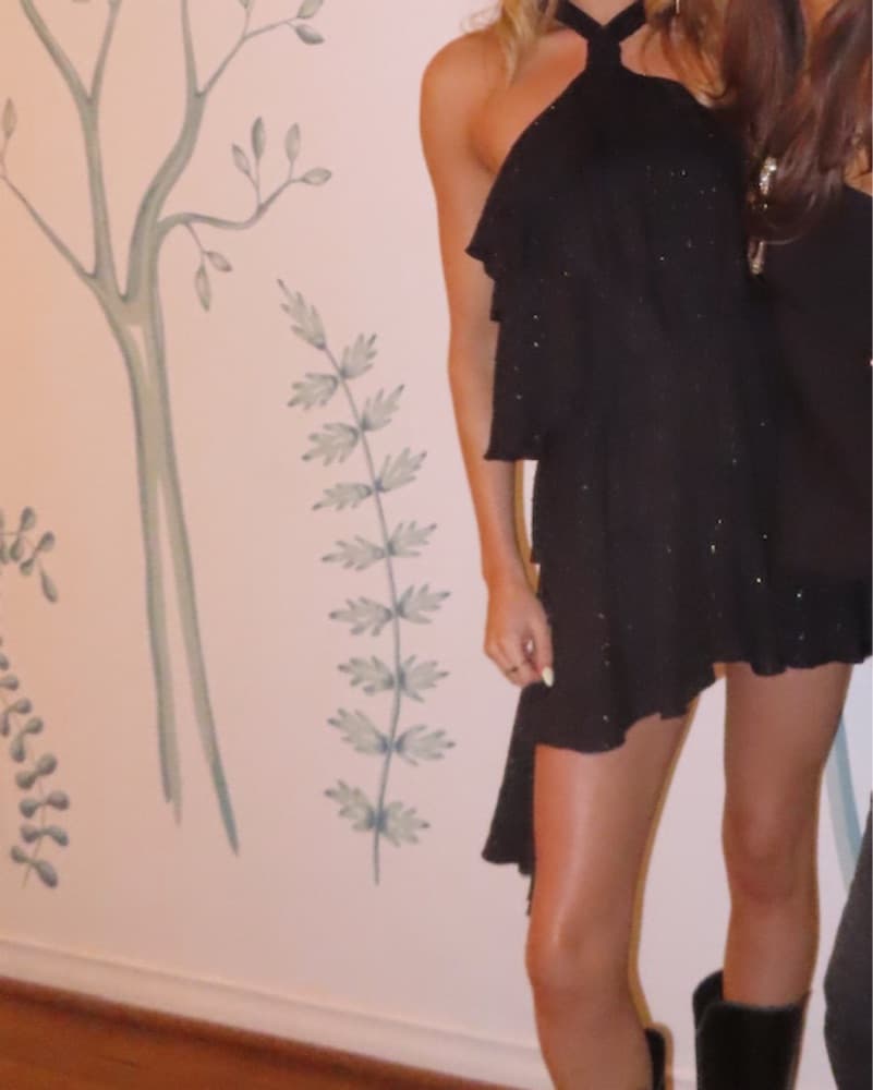 Chic Black Ruffled Mini Dress - Image 1