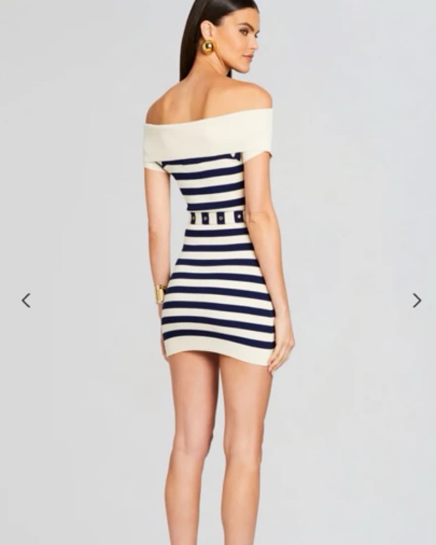 Chic Striped Off-Shoulder Mini Dress - Image 2