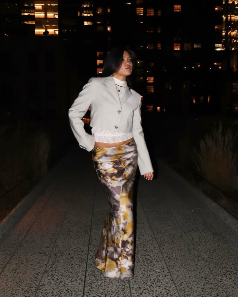Satin Floral Maxi Skirt - Image 1