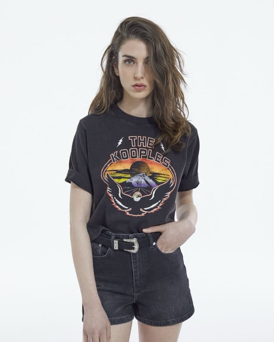 The Kooples Black Eagle Print Crop Tee - Image 2