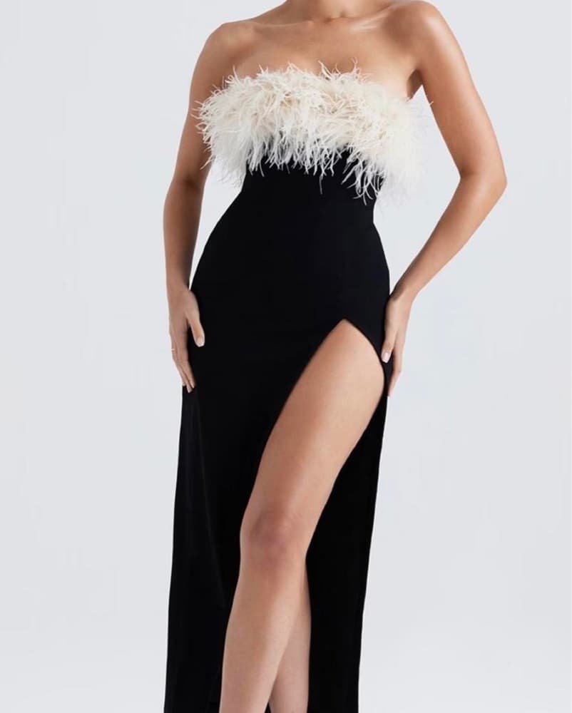 Glamorous Black Feather Dress - Image 1