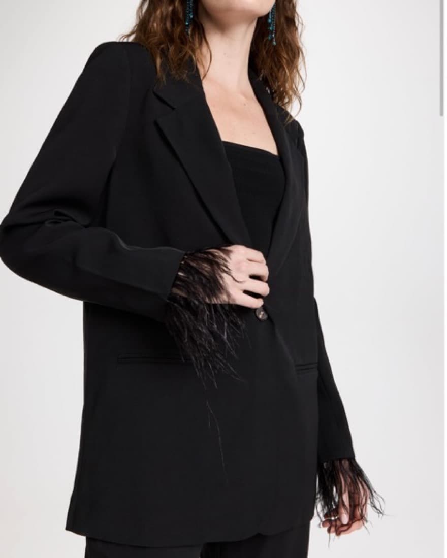 Black blazer with Feather Trip  - Image 1