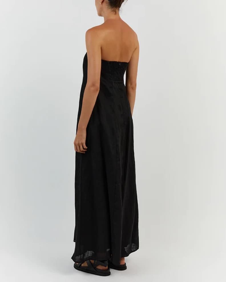 Dissh Karney Black Linen Strapless Dress - Image 3