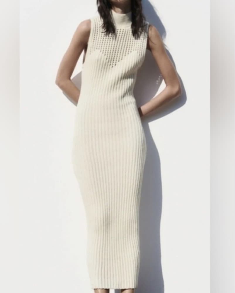 Zara whitw knit maxi dress - Image 1
