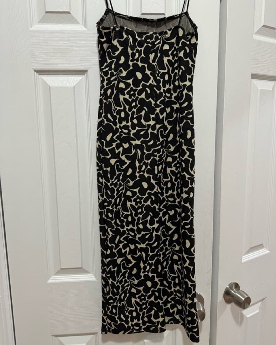 Zara Black+ Cream Floral Slip Midi Dress - Image 3