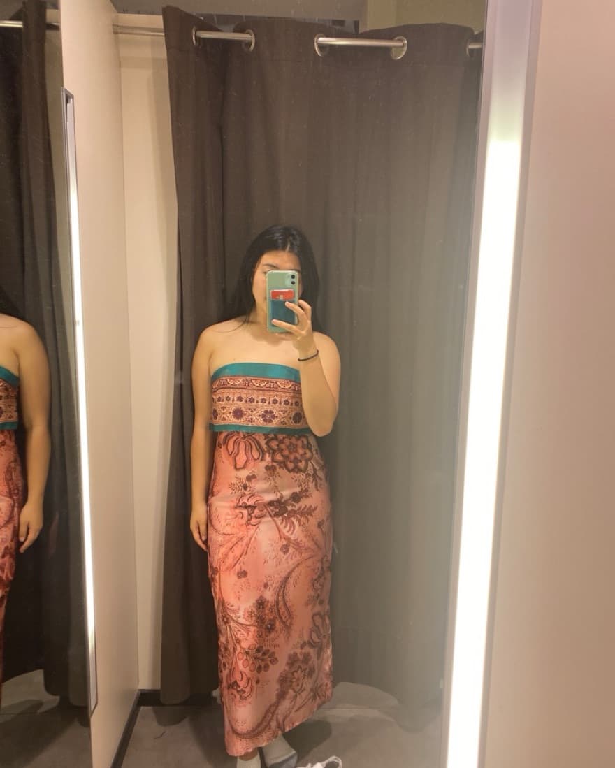 Zara Pink Patterned Long Dress - Image 1