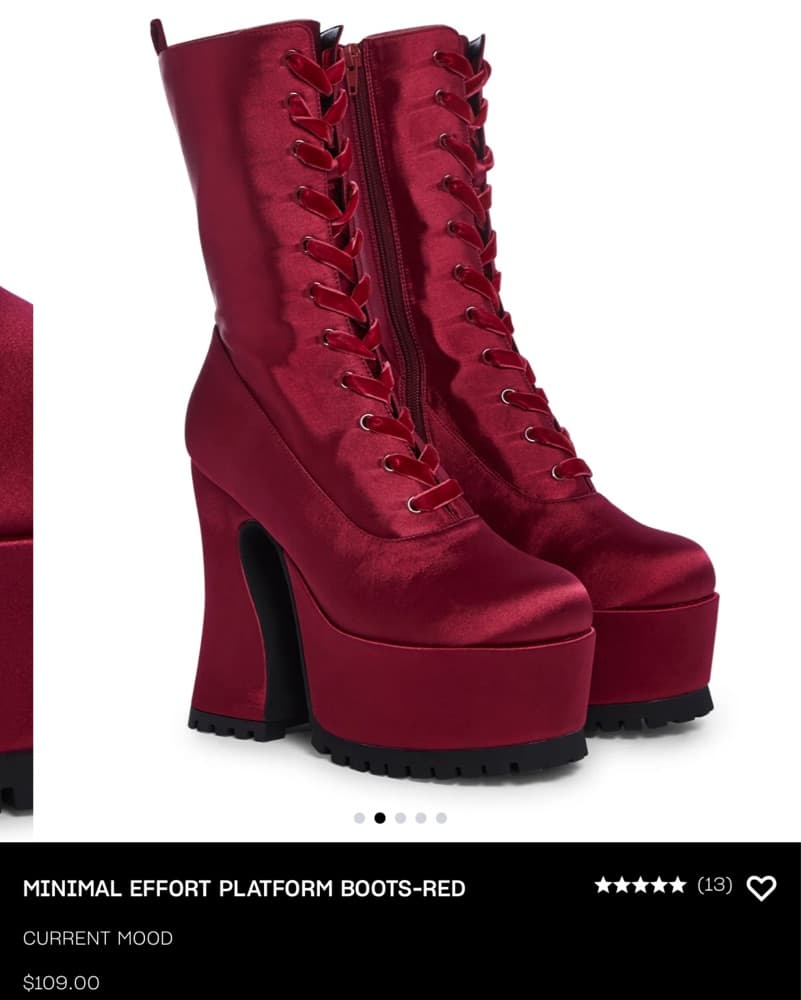 Lace Up Platform Red Boots  - Image 3