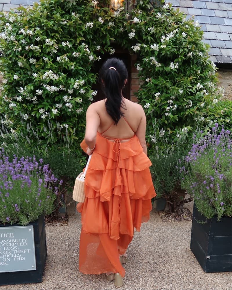 Orange Ruffle Dress With Rosette - Image 5