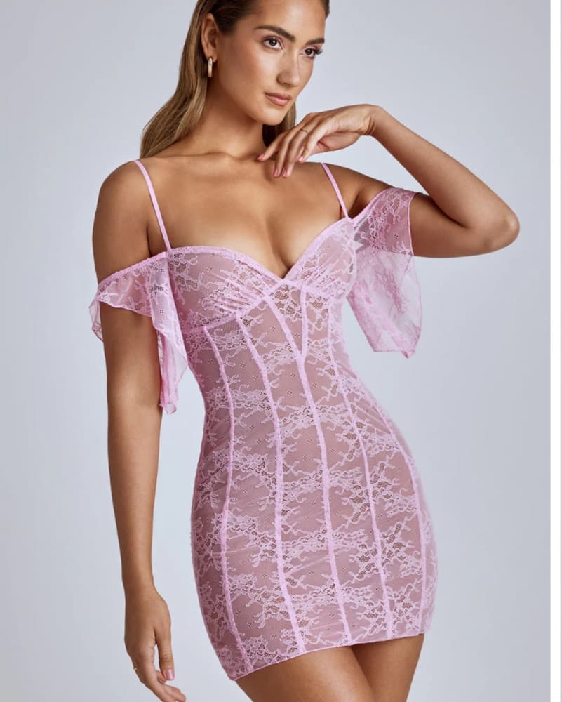 Oh Polly Lacs Mini Pink Dress Size 0 - Image 1