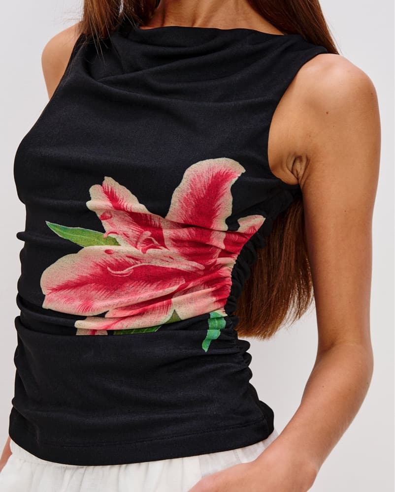 Floral Embellished Black Tank - Image 3