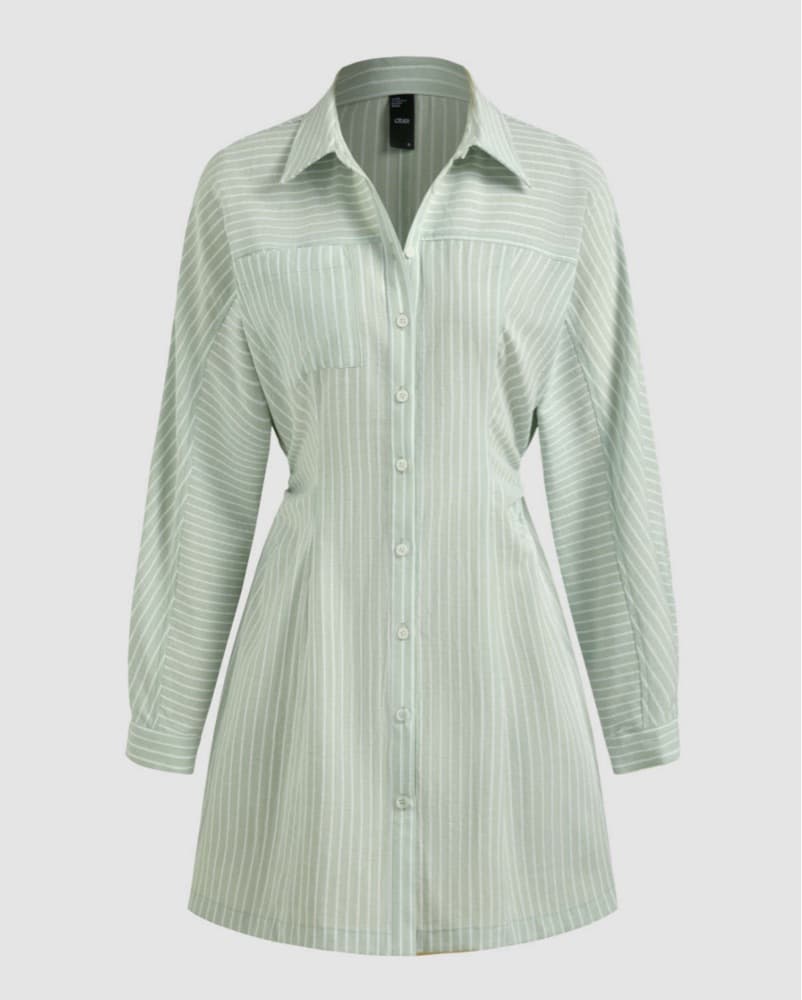 Green Striped Shirtdress - Image 1