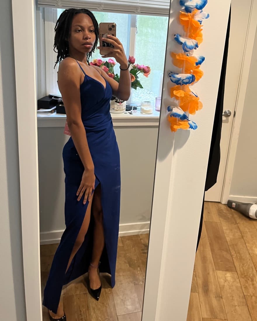 Blue Maxi Dress With Slit - Image 2