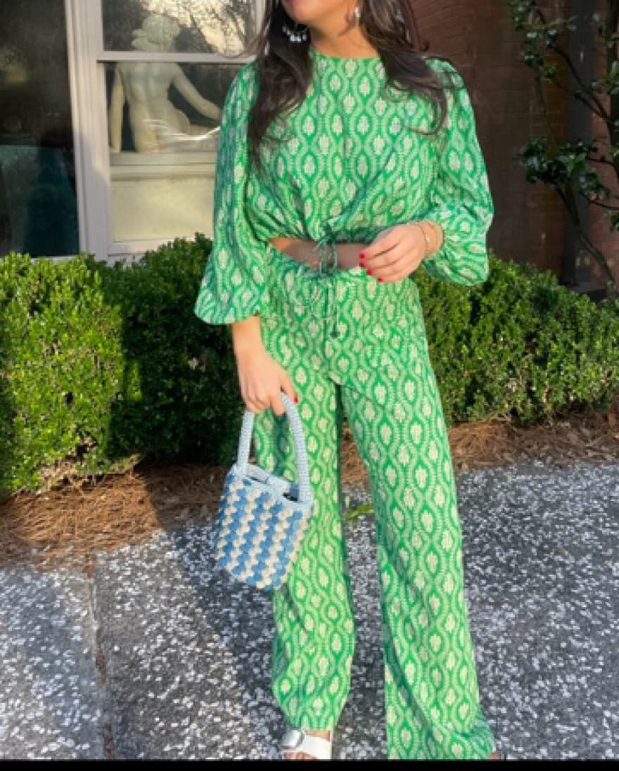 Green Printed Cotton Set - Image 1