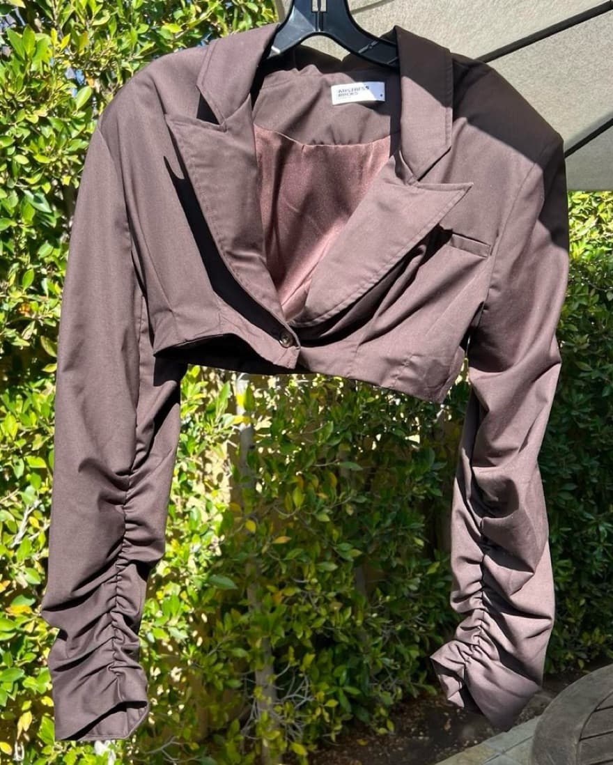 Mistress Rocks Brown Cropped Blazer  - Image 2
