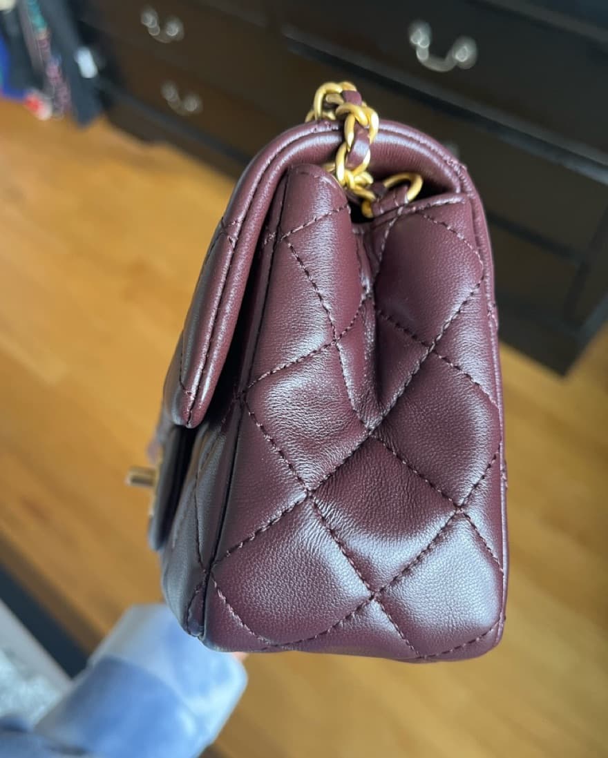 Chanel Mini Rectangular Maroon Bag - Image 5