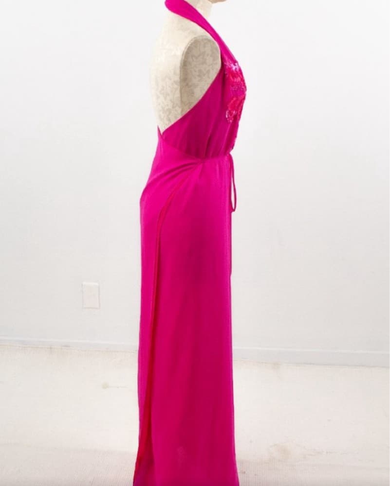 La Perla Hot Pink Halter Gown Sequins - Image 3