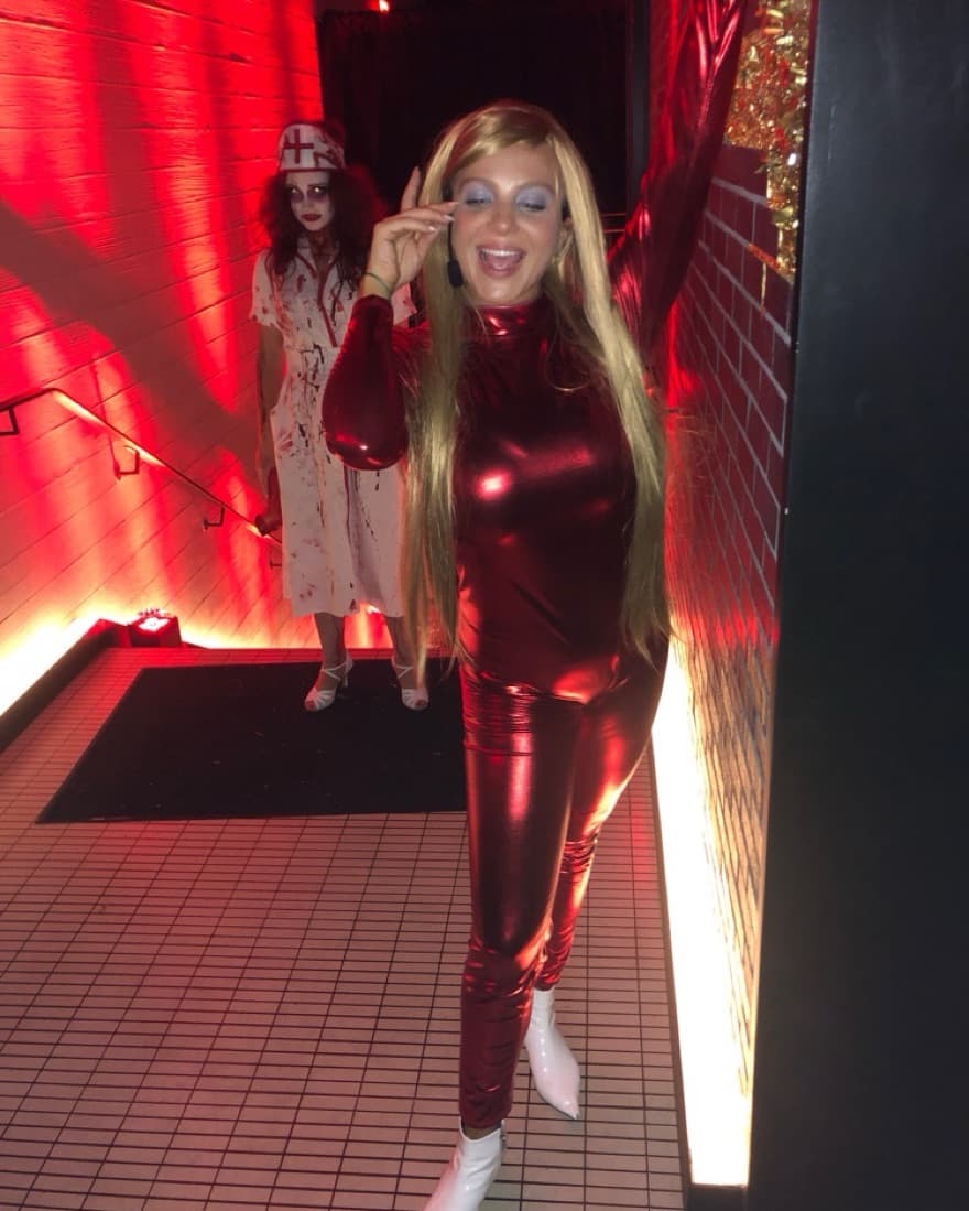 Britney Spears Red Leather Jumpsuit - Image 2