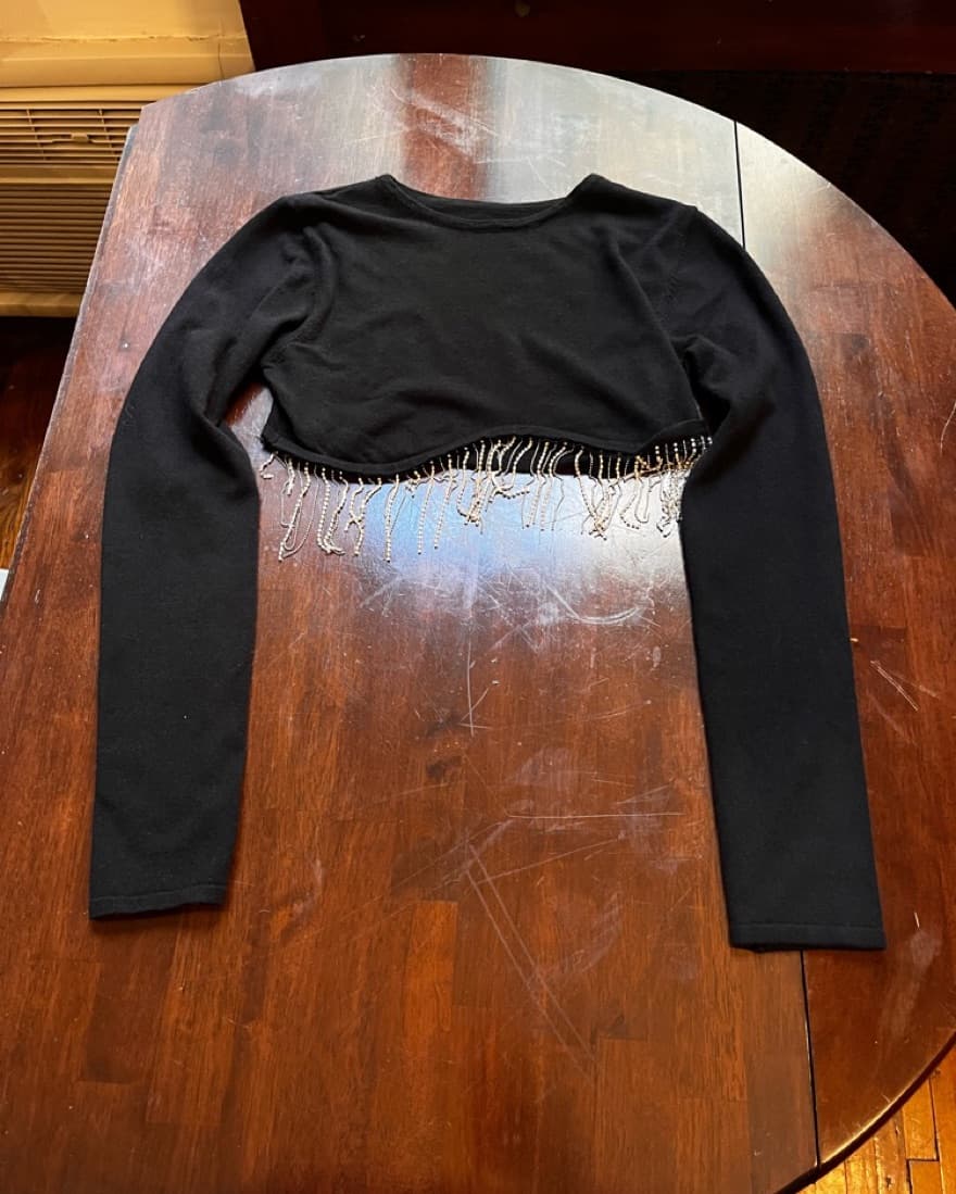 Bedazzled Black Long Sleeve Crop - Image 2