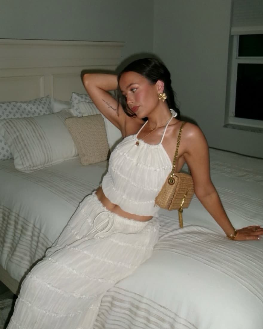 Elegant Tiered White Maxi Skirt Set - Image 2