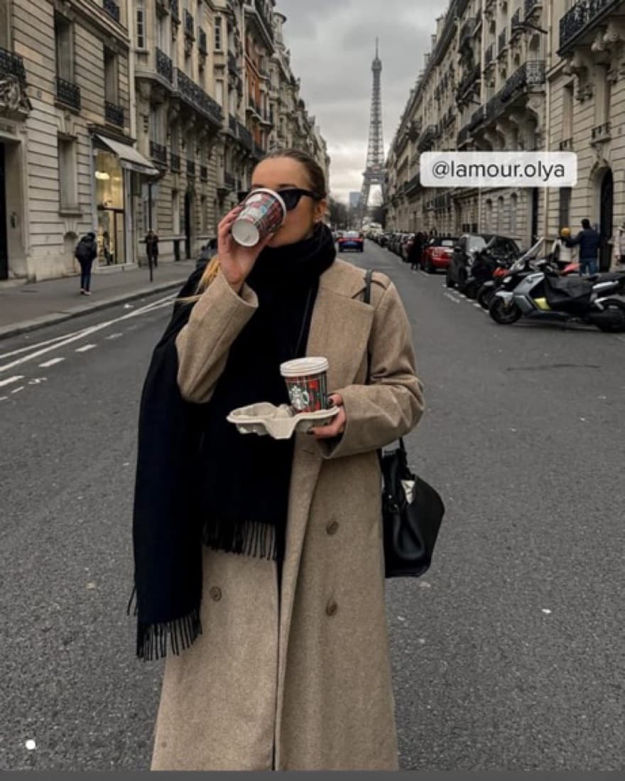 NAKD Long Herringbone Trenchcoat - Image 1