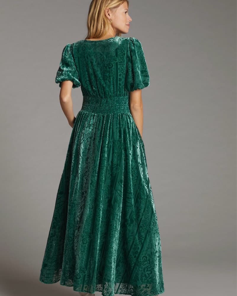 Puff Sleeved Velvet Dress - Image 2