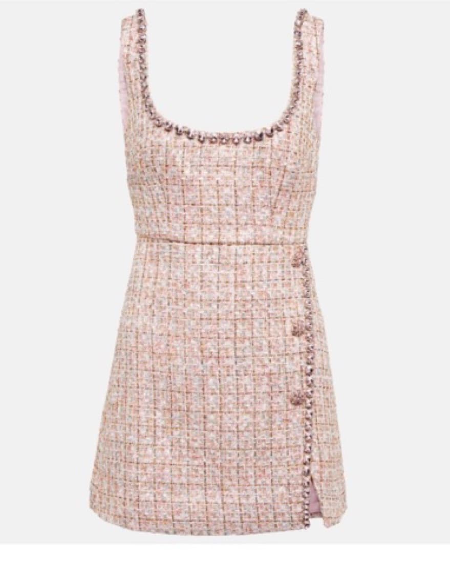 Self Portrait Pink Tweed Mini Dress - Image 6