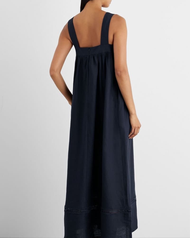 Navy Linen Maxi Dress - Image 3