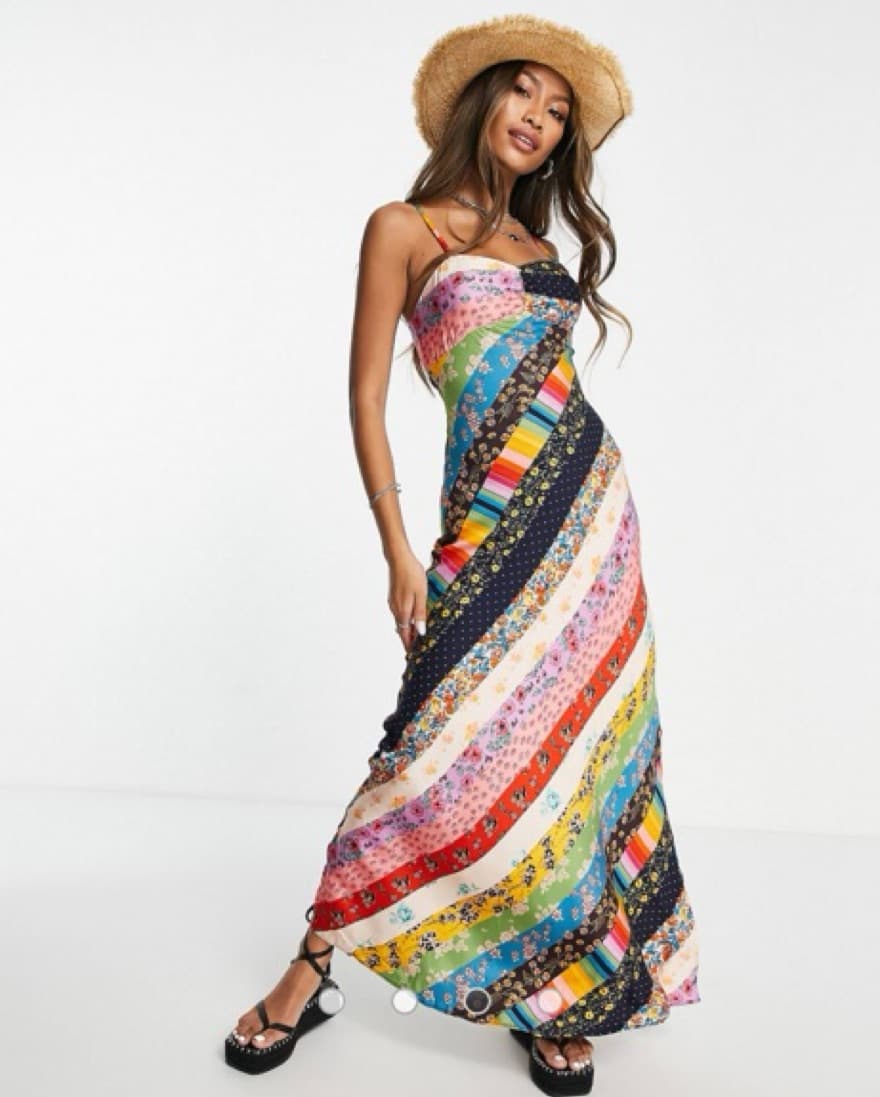 Free People Fiona rainbow patchwork maxi - Image 1