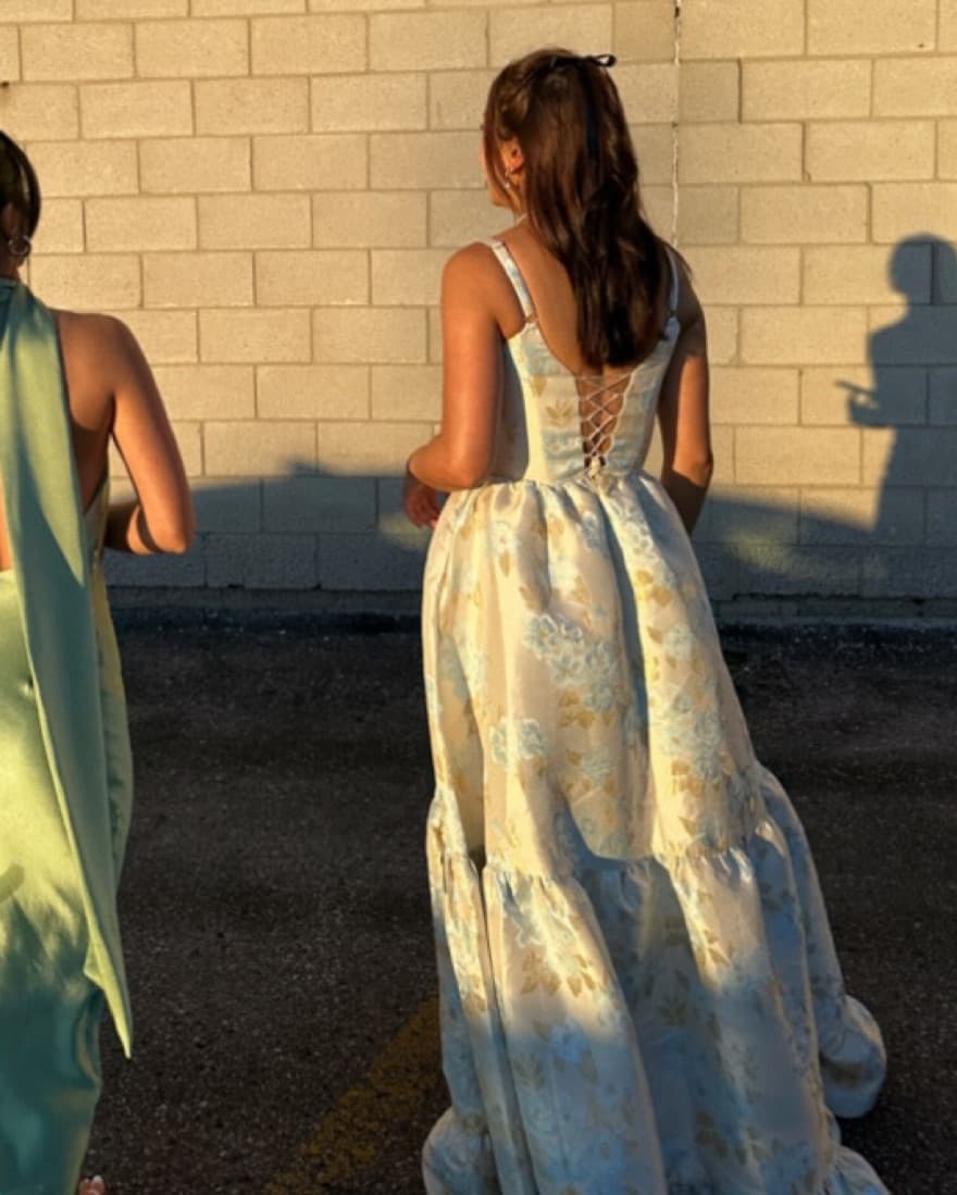 V Chapman Blue & Gold Corset Gown - Image 2