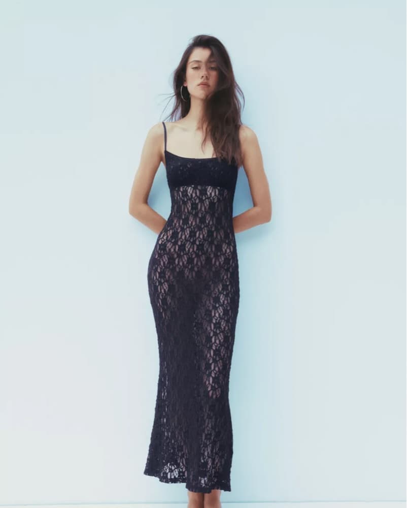 Sleek Lace Midi Dress - Image 1