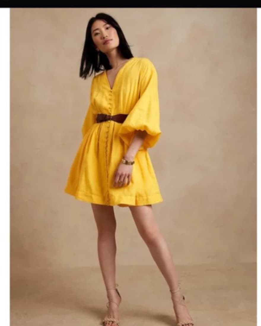 Banana Republic Yellow Linen Dress - Image 1