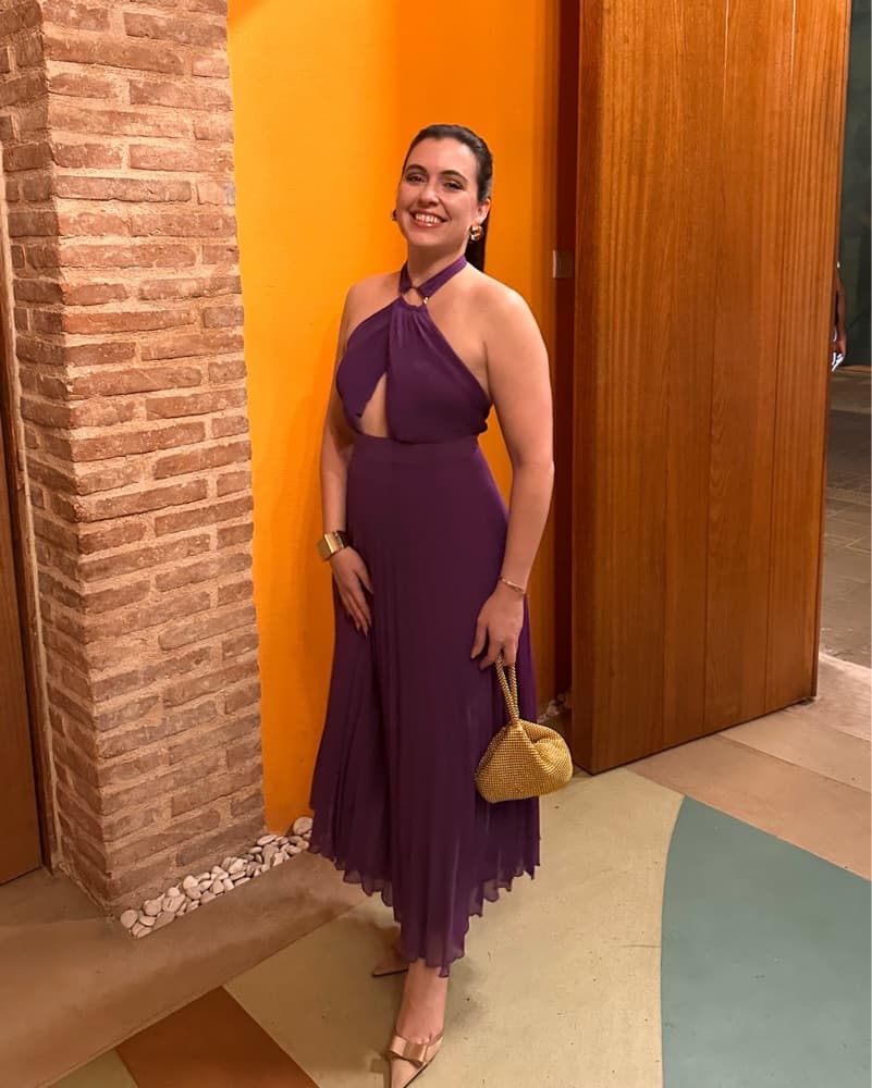 Elegant Plum Halter Dress - Image 1