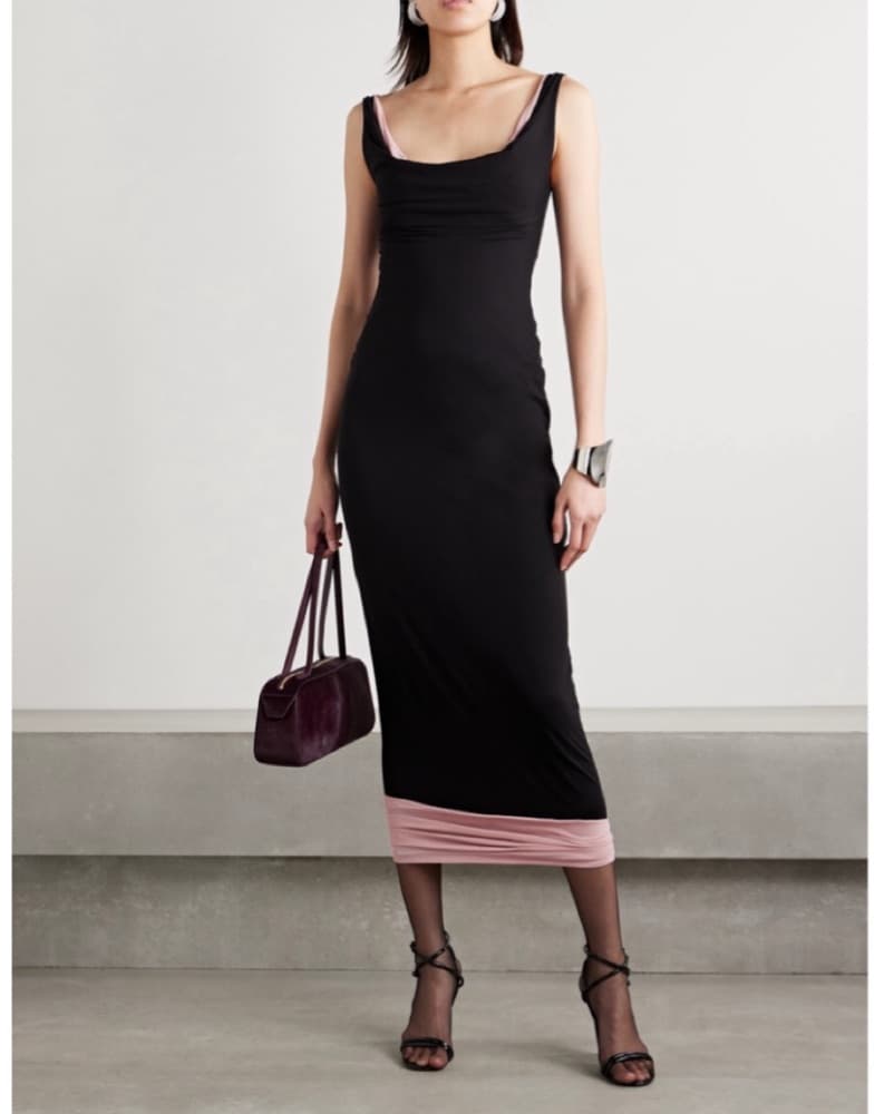 Magda Butrym Layered Stretch Silk Dress - Image 1