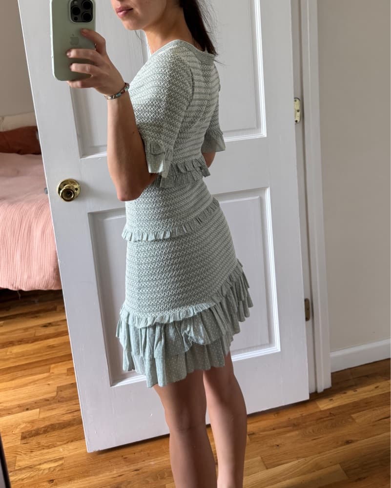 LoveShackFancy Sage Mini Dress Polka Dot - Image 2