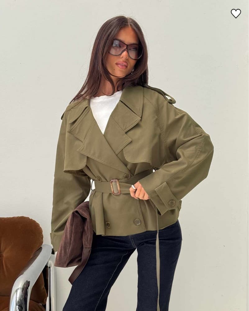 Princess Polly Eldora Trench Coat Green - Image 1