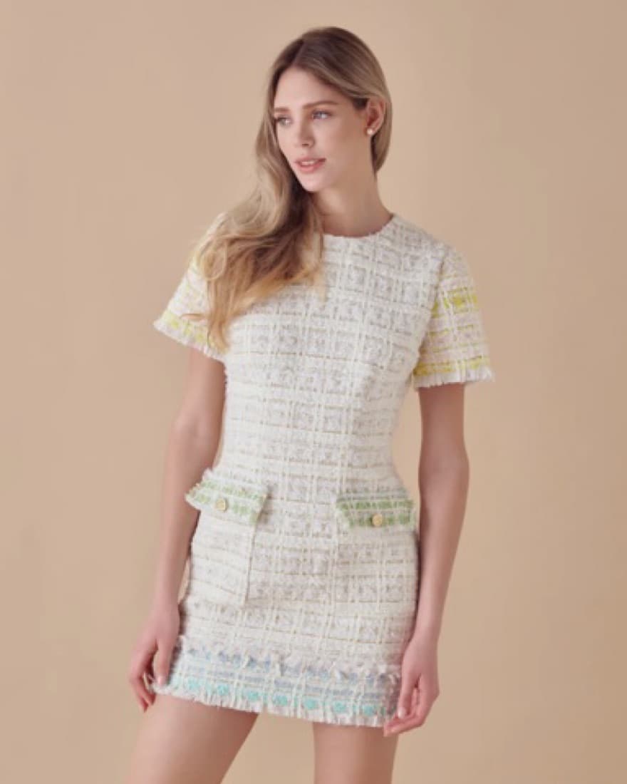 pastel tweed mini dress - Image 3