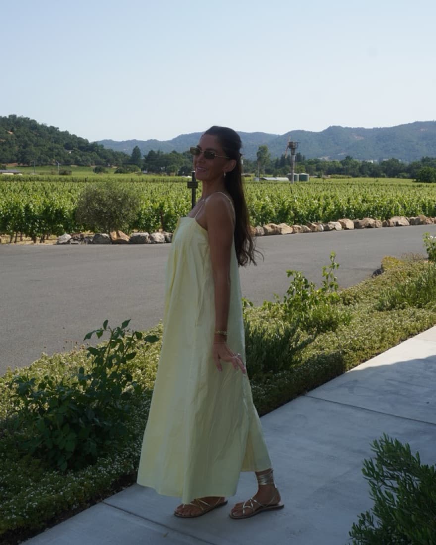 Pale Yellow Elegant Pleated Maxi Dress - Image 5