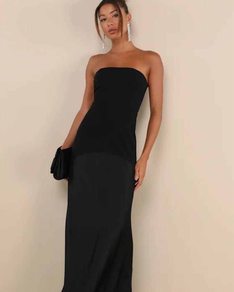Black Lulus  Strapless A-line Maxi Dress - Image 6