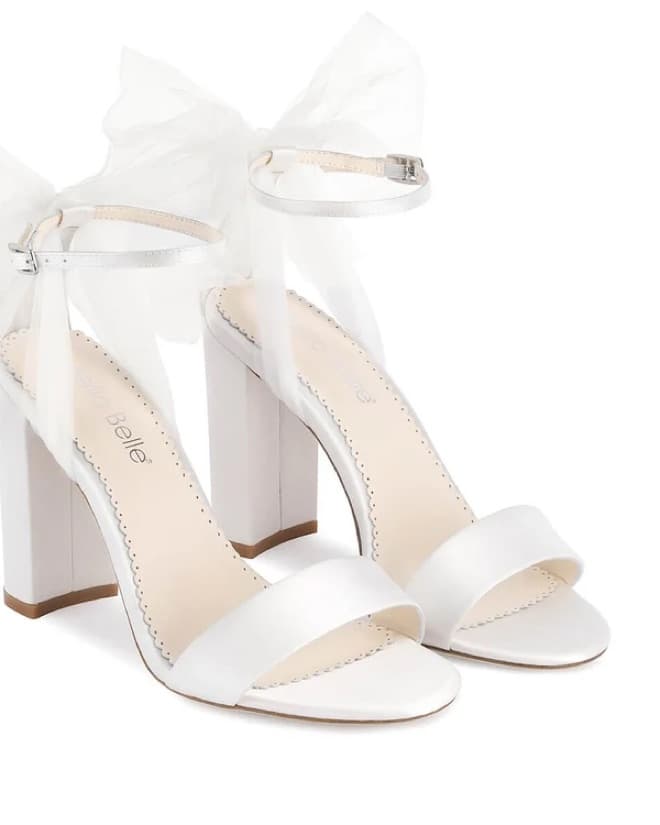 Reina Open Toe Tulle Bow Block Heel  - Image 1