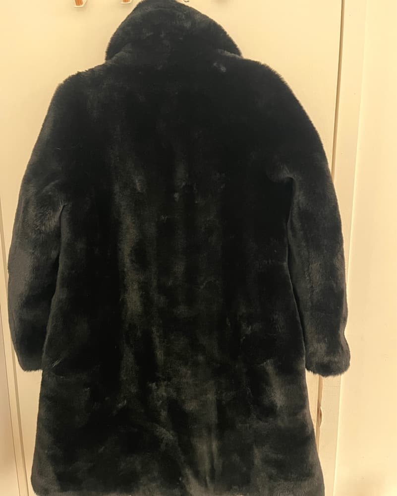 Plush Black Faux Fur Coat - Image 2