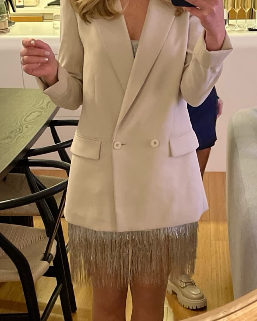 Metallic Fringe Sheath Dress - Image 2